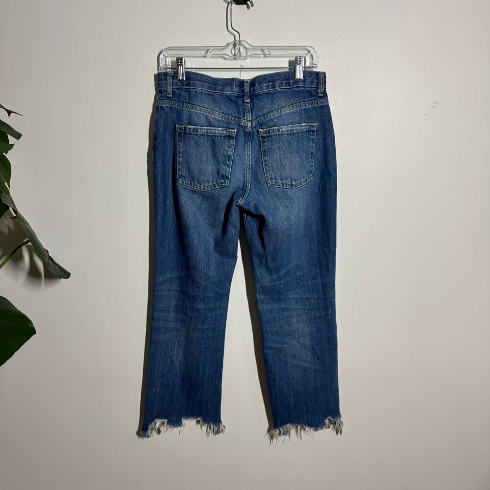 Free People We the Free Denim Jeans Women 27 Blue Med Wash Distressed Button Fly - Picture 2 of 11